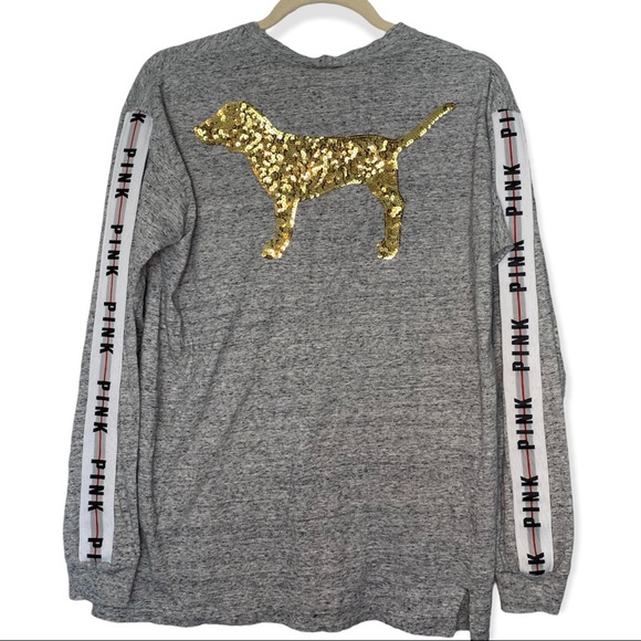 PINK Victoria's Secret Tops - PINK Victoria’s Secret Bling Campus Long Sleeve Tee
